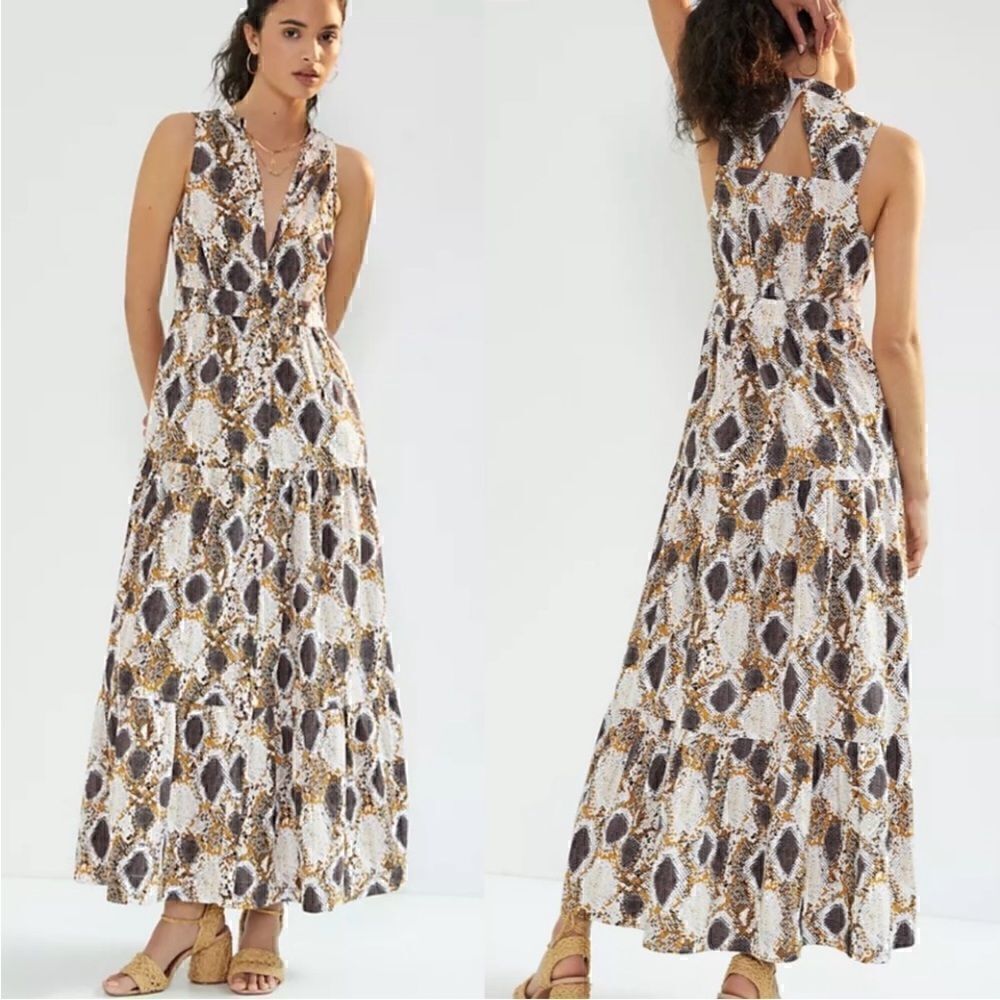 Maeve Sienna snakeskin maxi dress